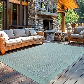 Carpetsale24 In- & Outdoor Teppich Wetterfest 120 x 170 cm Einfarbig Blau – Waschbar, Wasserfest,…