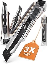 CRAFTUS® Profi Cuttermesser Set [3 Stück] aus Aluminium für Maximale Lebensdauer, Robuste Tepp…