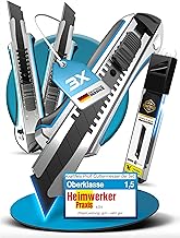 3 x Cuttermesser Profi Set (Alu Gehäuse) – inkl. 13x SK5 Carbonstahl Klingen 18mm extra scharf -…
