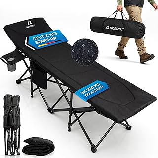 NORDMUT® Feldbett klappbar mit komfortabler Matratze – stabiles Campingbett bis 200 kg belastbar…