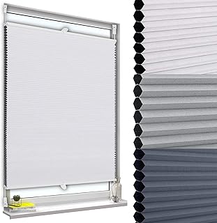 WOLTU Wabenplissee ohne Bohren verdunkelung Thermo Doppelplissee Klemmfix Zweifarbig 50x130cm Wei…