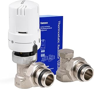 VANCOCO Thermostatventil + Rücklaufventil Komplett-Set 1/2″, Dichtringanschluss, Heizkörpervent…