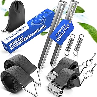 Sturmband-Set für Thule Omnistor & Vorzelte – Inkl. 35cm Heringen & Ankerplatte – Sturmsiche…