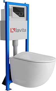 Lavita LAV 101 Vorwandelement für WC 40cm + Wand Hänge Tiefspül WC VITO Weiß Spülrandlos + B…