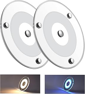 12V LED Deckenleuchte Wohnmobil, Dimmbar Panel Leuchte 120mm 4,5W 400LM Zwei Farbe (Warm Weiß/Bl…