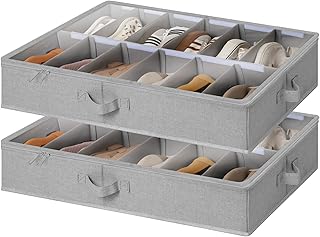 StorageWorks Unterbett Aufbewahrungsbox, Stoff Unter Schuhaufbewahrung mit transparentem Deckel, …