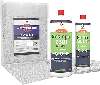 1,5 kg Epoxidharz mit Härter & 1 m² Glasfasermatte 300 g/m² | Resinpal 2301 | Epoxy & Gewebe S…