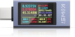 USB C Tester Messgerät Typ-C Multimeter Digital, 4-30V 0-12A PD Voltmeter Power Meter Kapazität…