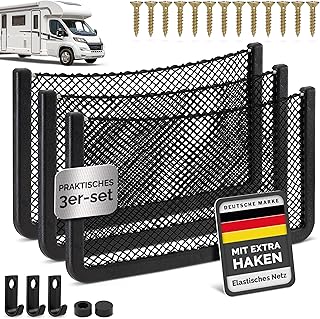 Vicera Aufbewahrungsnetz Wohnmobil mit Rahmen 3 Stück – Stabiles Ablagenetz Camper, Gepäcknetz …