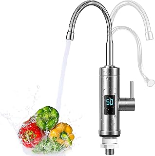 Elektrischer Wasserhahn mit Durchlauferhitzer, 220V 3300W Warmwasserhahn Küchenarmatur Smart Hea…