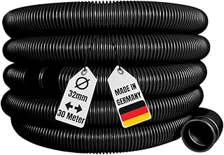AquaOne Poolschlauch 32mm 30 Meter 1 1/4″ Hochwertiger Pool Schlauch in schwarz für Garten & Sch…