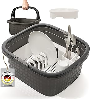 Hausfelder Camping Spülschüssel – Spülwanne mit Abtropfgestell & Henkel – Waschschüssel f…