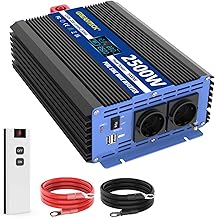 Wechselrichter 12v auf 230v Reiner Sinus Wechselrichter 2500w mit Fernbedienung, 2 EU-Steckdosen,…