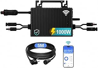 Mikro Wechselrichter 1000w, Solar PV Wechselrichter mit WLAN, IP67 wasserdicht, mit 5m AC Kabel f…