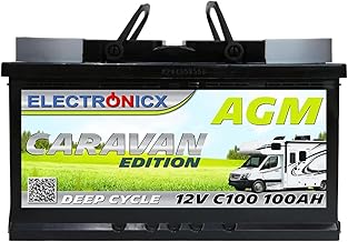 Electronicx AGM Caravan Versorgungsbatterie 12V 100Ah / 100 Ah Deep Cycle Batterie wartungsfrei v…