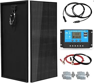 100W Solarpanel Kit Solar Set 12V, Schwarz 100 Watt Solarmodul + 20A Laderegler Solaranlage Kompl…