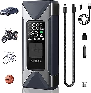 ASMAX Elektrische Luftpumpe 7500mAh, Fahrradpumpe 160PSI/11Bar mit Reifendruckmesser, tragbarer A…