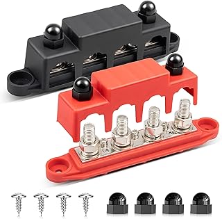 RED WOLF 150A Sammelschienen Verteilerblock 12V-48V DC, Verteilerschiene mit 4x M8 & 3x M4 Klemme…