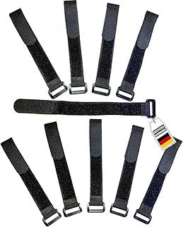 10x Klett Kabelbinder 60 cm – schwarz mit Schnalle – wiederverschließbares Klettband 60cm mit Ö…