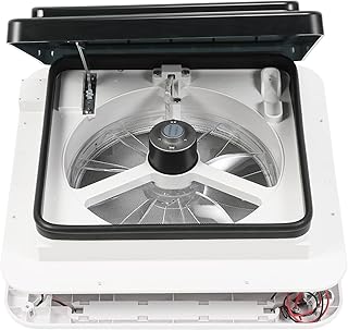 12V Dachventilator mit LED Licht für Wohnmobil Camper, IP68 Abluftventilator 28x28cm, Leiser RV …