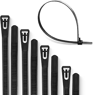 Meccion Wiederverwendbarer Kabelbinder 100 Stück UV-Beständig Starkes Nylon Wiederlösbar Kabel…