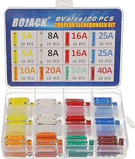 BOJACK 8Values 120 Stück Torpedosicherungen, Abschmelzsicherung, Torpedo-sicherung-Sicherung 5A …