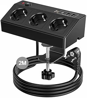 Tischsteckdose mit USB C PD 20W, 4000W/16A Steckdosenleiste Schreibtisch, STGAROT 3 Fach Mehrfach…