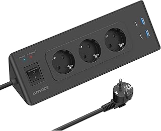 Ecksteckdose mit USB und 2 Type-C, 3 Fach Ecksteckdosenleiste mit Schalter, Steckdosenleiste Mehr…