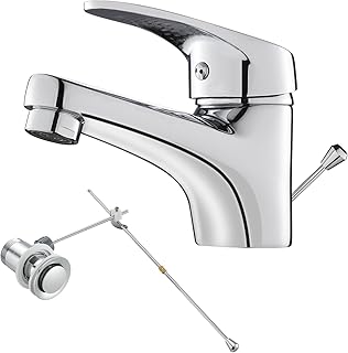 Wasserhahn Bad, Waschtischarmatur Einhebelmischer, Mischbatterie mit Zugstange Keine Schmutzigen …