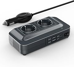 BESTEK 200W KFZ Spannungswandler 12V auf 230V Wechselrichter mit 2 Steckdosen und 4 USB KFZ Ladeg…
