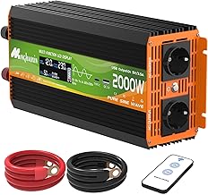 Wechselrichter 2000W Spannungswandler 12V 230V Reiner Sinus Inverter | Konverter mit 2 EU Steckdo…