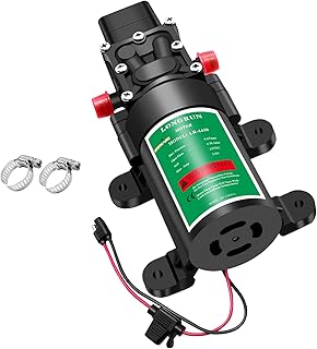 LONGRUN 12V DC Selbstansaugend Wasserpumpe, 4.5L/Min 85PSI,5.8Bar Membranpumpe mit Druckschalter,…