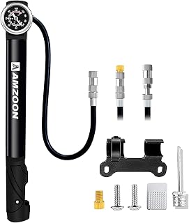 Mini-Fahrradpumpe mit Manometer, 120 PSI | Kompakte Doppelkolben-Luftpumpe für schnelles Hochdru…