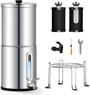 Schwerkraft Wasserfilter 8,5L aus 304 Edelstahl mit Sichtfenster – für Zuhause, Wohnmobil & No…