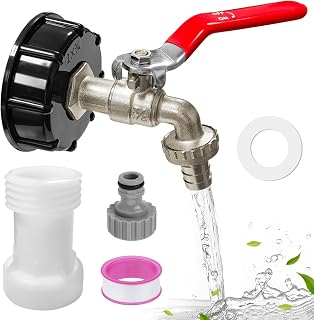 IBC Auslaufhahn,Wasserhahn Garten 3/4 Zoll,1000 Liter Wassertank Zubehör mit S60x6 Verlängerung…