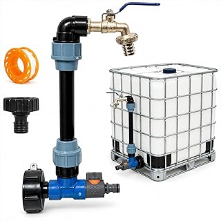 IBC Schwanenhals 3/4″ Auslaufhahn Set, 1000 Liter Wassertank Zubehör, 2 In 1 IBC AuslaufhahnSet …