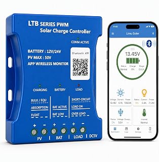 20 A Bluetooth-Solar-Ladegerät, Controller, 12 V/24 V, intelligenter Regler, Solarmodul-Batterie…