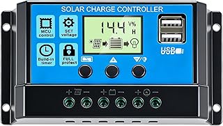 20A PWM Solar-Laderegler 12V, Solarladeregler 12V LCD Display, Dual USB 5V, Laderegler für LiFeP…