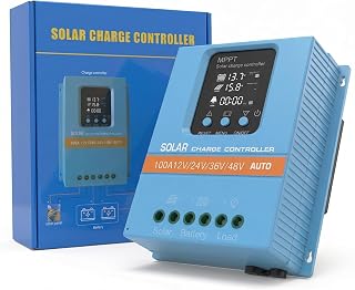 Solarregler 100 A MPPT/PWM Hybrid | Auto-Erkennung 12 V/24 V/36 V/48 V | LCD-Display & Dual USB |…
