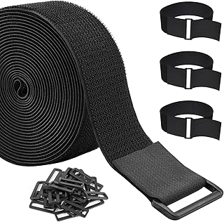 3,8cm x 5m Klettband mit 20 Schnallen, Breit Klett Kabelbinder Wiederverschließbar, Klettverschl…
