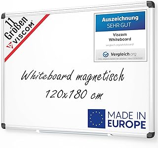 VISCOM Whiteboard magnetisch – 120 x 180 cm – Magnettafel mit Alurahmen | für Büro, Zuhause & S…