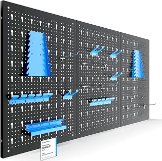 Arebos Werkzeugwand 3-teilige Lochwand Werkstatt | 17-teiliges Hakenset & Halterungen | 117,6 x 5…