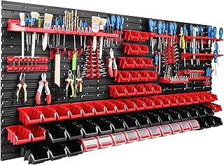 Lagersystem Werkstattregal | 172 x 78 cm | 70 stck. Box | Wandregal mit Werkzeughalterungen und S…