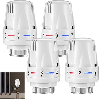 4 Stück Thermostat Heizung, Thermostat-Kopf mit Nullstellung M30 x 1.5 Heizkörperthermostat, Th…