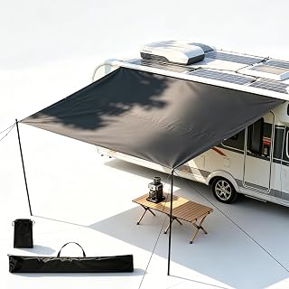 Longzhuo Wohnwagen Sonnensegel Caravan Tarp 4 x 2,4 m | Camping Markise, UV-Schutz 70+, Wasserdic…