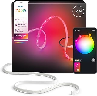 Philips Hue Flux Outdoor LED-Lightstrip, Außenbeleuchtung, 10m | Mehrfarbig, Flexibles Lichtband…