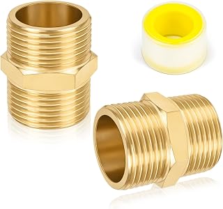 2 Stück Doppelnippel 3/4 Zoll(Ø25mm), Messing Fitting Schlauchanschluss Schlauchverbinder Versc…