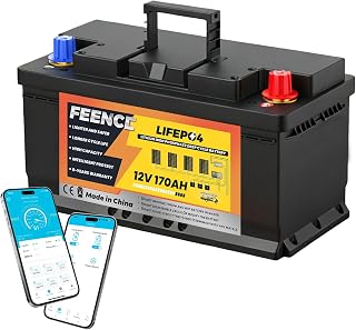 LiFePO4 170Ah Bluetooth, Lithium batterie 12V 170ah mit BMS Low Temperature Schutz und Max. 15000…
