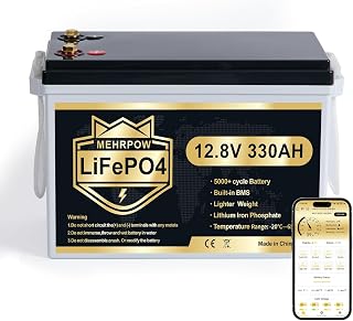 12V 330Ah LiFePO4 Lithium Batterie Bluetooth, 200A BMS Akku, 15000 Zyklen, 4224Wh Energie, Low Te…