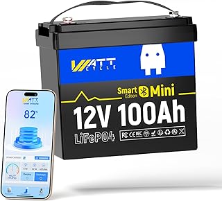 WattCycle 12V 100Ah Mini LiFePO4 Bluetooth, 1280Wh Lithium Batterie 12V